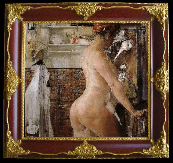 framed  Nikolay Fechin Nude take a shower, Ta119-3